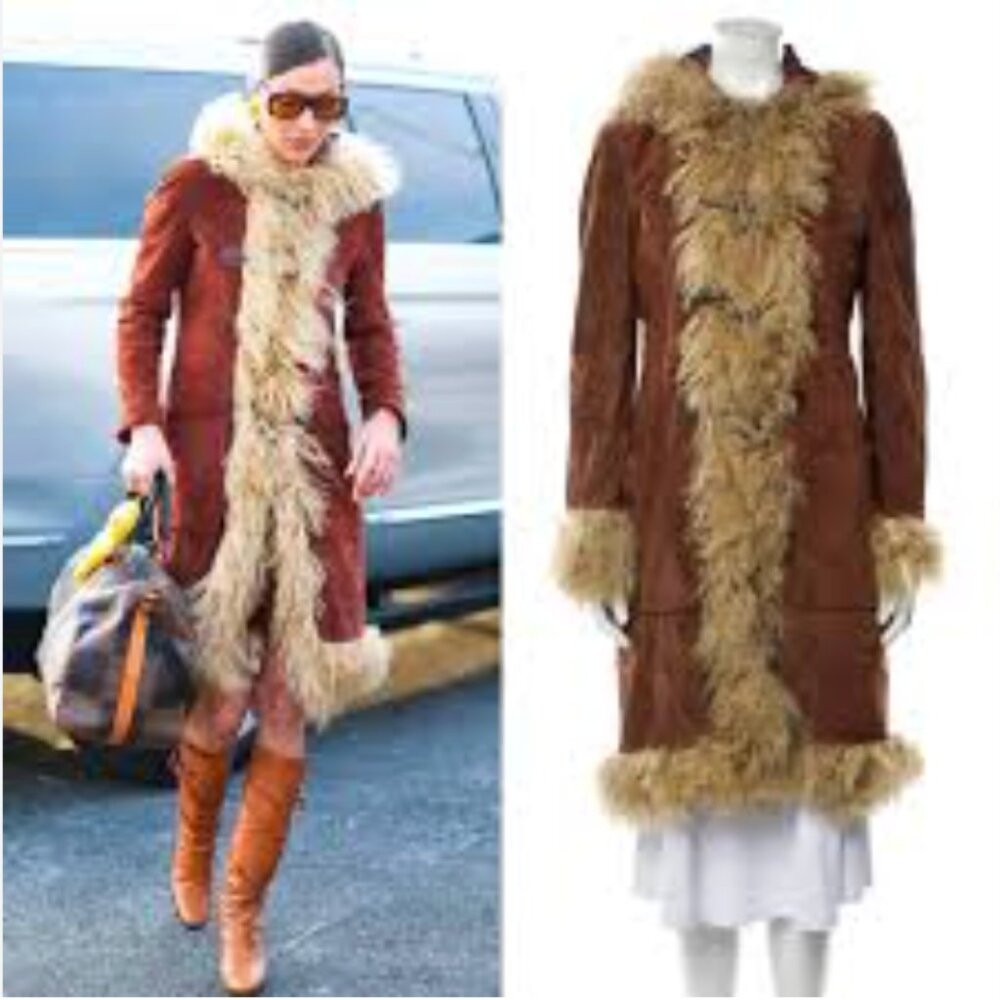 Vintage D&G Dolce & Gabbana Faux Fur Suede Coat Penny Lane 42 - fits like 0/2